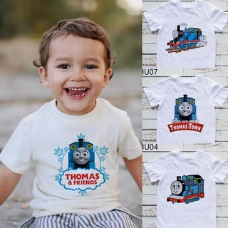 สินค้า เสื้อยืด พิมพ์ลายการ์ตูน Thomas and Friends แฟชั่นฤดูร้อน สําหรับเด็กผู้ชาย