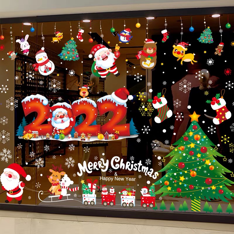zooyoo-2022-สติ๊กเกอร์ติดผนังคริสต์มาสแขวนตกแต่งคริสมาสต์ที่เกิดเหตุสติ๊กเกอร์ตกแต่ง