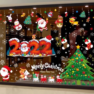 【Zooyoo】2022 สติ๊กเกอร์ติดผนังคริสต์มาสแขวนตกแต่งคริสมาสต์ที่เกิดเหตุสติ๊กเกอร์ตกแต่ง