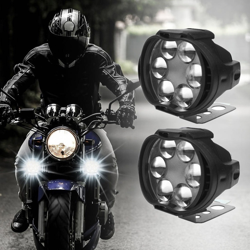 1 คู่ไฟหน้ามอเตอร์ไซด์ 6500 K แสงสว่างสีขาวมาก 6 LED ไฟสปอร์ตไลท์รถ ...