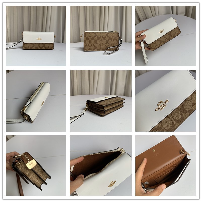 พร้อมส่ง-แท้-100-new-coach-กระเป๋าสตางค์-รุ่น-foldover-wristlet-in-signature-canvas-coach-f78229