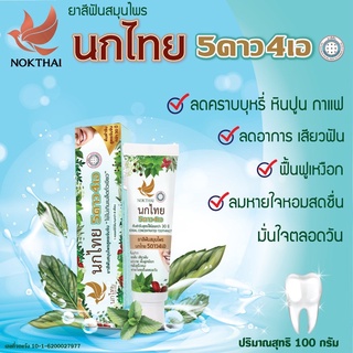 ภาพขนาดย่อของภาพหน้าปกสินค้าผลิต 09/2023 ยาสีฟันสมุนไพรนกไทย 5ดาว4เอ สูตรต้นตำรับ เข้มข้น 5star4a 100 กรัม (1 หลอด) จากร้าน thaiwita บน Shopee