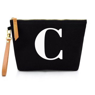 กระเป๋าผ้าลายอักษร ALPHABET CLUTCHES POUCH BLACK “C”