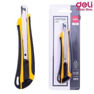 มีดคัทเตอร์ Deli 2039 Cutter คัทเตอร์ 13 ใบมีด (คละสี 1ชิ้น) คัตเตอร์สำนักงาน คัตเตอร์ราคาถูก อุปกรณ์สำนักงาน