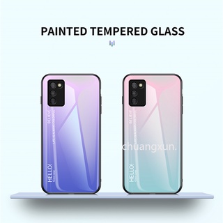 Hard Phone Case for Samsung Galaxy A03s M32 4G A52s 5G เคส Gradient Color Tempered Glass Anti Fall Explosion Proof Protective Back Cover เคสโทรศัพท