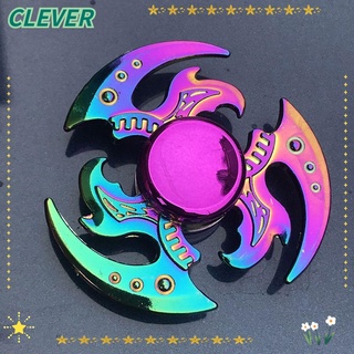 Clever Metal Spinner Toy 3 Leaf Shape Rainbow Color For Stress Relief Meditation