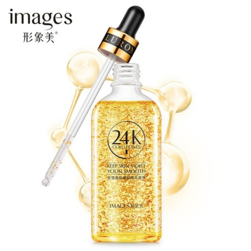 24k-gold-flakes-เซรั่มบำรุงผิว-เซรั่มทองคำ-100ml-หน้าขาวใส-ผิวเรียบเนียน-ลดริ้วรอย-ทองคำละลายเข้าผิว