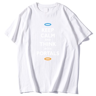 【พร้อมส่ง】เสื้อยืดแขนสั้น พิมพ์ลาย Keep Calm Think With Prints คุณภาพสูง สําหรับผู้ชาย และผู้หญิง ไซซ์ S - Xxxlสามารถปรั