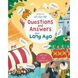 DKTODAY หนังสือ USBORNE LIFT-THE-FLAP Q&amp;A ABOUT LONG AGO (AGE 5+)