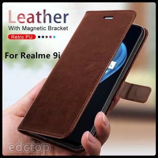 Oppo Realme 9i Case Leather Magnetic Flip Phone Cover Realme9i Realmi Realmy 9 i i9 Stand Card Wallet Shockproof Fundas