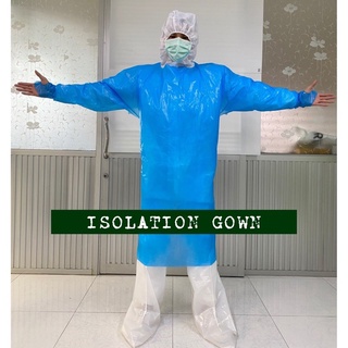 สินค้า ✅ชุดกาวน์ Isolation Gown (CPE)- ชุดกาวน์พลาสติกกันน้ำ ใช้แล้วทิ้ง คุณภาพดี กันน้ำ 100% ใช้งานในโรงพยาบาลได้