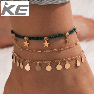 Anklet Star Beaded Three Anklet Geometric Metal Disc Anklet for girls for women low price