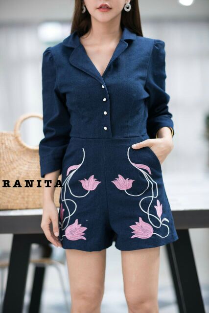 ranita-ร้อมส่งค่ะ-ขายดีมากกกกเจ้าค่ะ-denim-playsuit-มาล้าววววค่ะ-งานเพลล์สูทขาสั้นเนื้อผ้าดี-ยีนส์ญี่ป