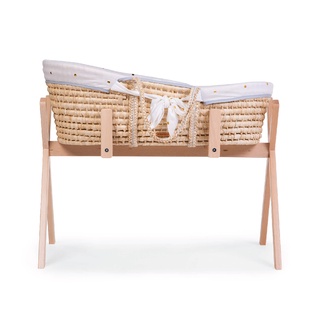 CHILDHOME ตะกร้านอนเด็กพร้อมขาตั้ง Moses Basket with Natural Stand - Jersey GOLD DOTS