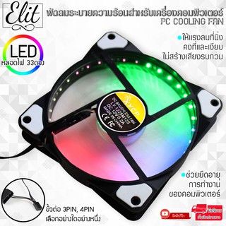 Elit พัดลมPC พัดลมเคสคอมพิวเตอร์ พัดลมระบายความร้อน มาพร้อมหลอดไฟ LED 4สี PC Cooling Fan AiChao101