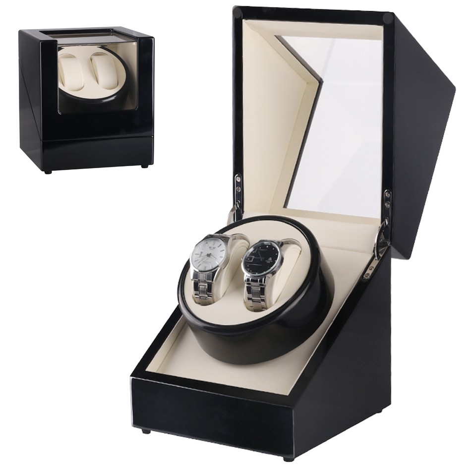 ภาพหน้าปกสินค้าWatch Winder กล่องหมุนนาฬิกา ออโตเมติก แบบอโตเมติก 2 เรือน สีดำ/สีครีม