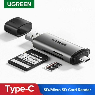 สินค้า UGREEN (50706,80191)SD Card Reader USB Type C USB 3.0 OTG Memory Card Adapter Portable 2 Slots