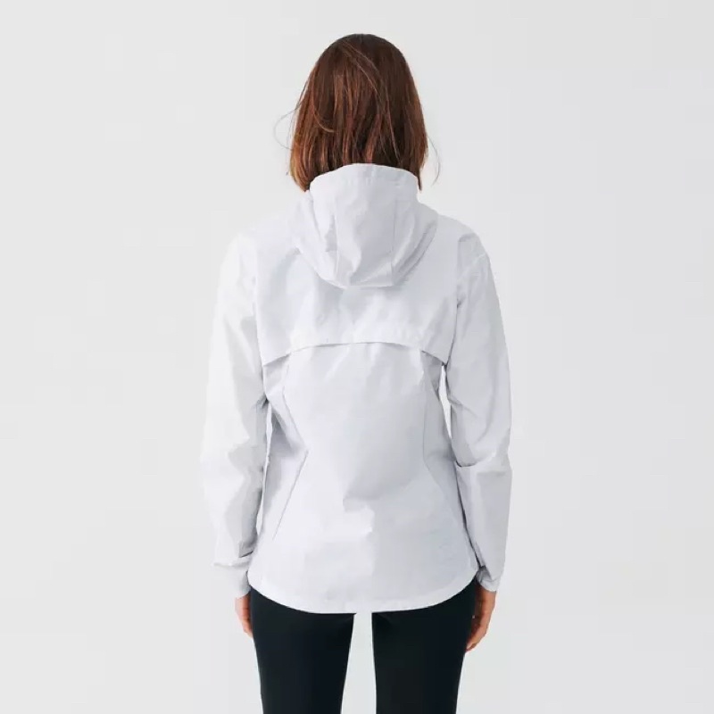 เสื้อแจ็คเก็ตกันฝนผู้หญิงสำหรับใส่วิ่งรุ่น-run-rain-สีขาว