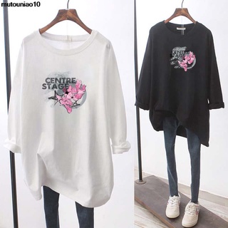 M-5XL,Ready stock,Fashion Korean Loose Tshirt Women Long Sleeve Roung neck Cartoon Disney Mickey T-shirt Woman Oversized Tshirt Black &amp; White &amp; Gray DYC003