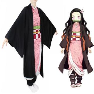 Demon Slayer: Kimetsu No Yaiba Kamado Nezuko Cosplay Costume Suit With Wig Women Cosplay Suit