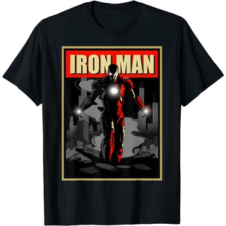 ROUND คอลูกเรือเสื้อยืด พิมพ์ลาย Marvel Iron Man Rise From The Ashes Deco Style สําหรับผู้ชาย-4XL