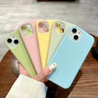 เคสโทรศัพท์มือถือ ซิลิโคน กันกระแทก สีพื้น คุณภาพสูง สําหรับ Apple 12 12pro 12promax 13 14