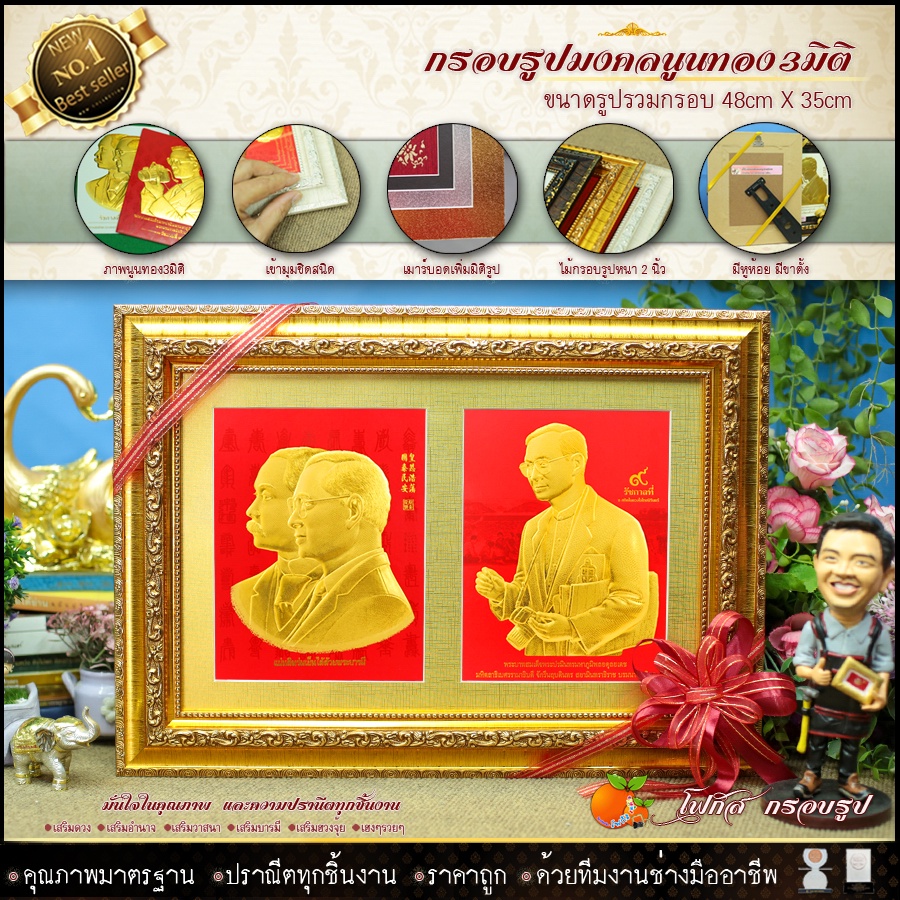 กรอบรูปภาพเนื้อทองนูน-3-มิติมงคลรูปภาพ-ร-5-ร-9-ร-10-พระพุทธรูป-เกจิ-พระพุธชินราช-พระแก้วมรกรต-สมเด็จโต-หลวงพ่อทวด