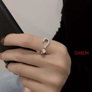 Daron แหวนนิ้วมือ สีเงิน ปรับได้ เรียบง่าย สําหรับผู้หญิง