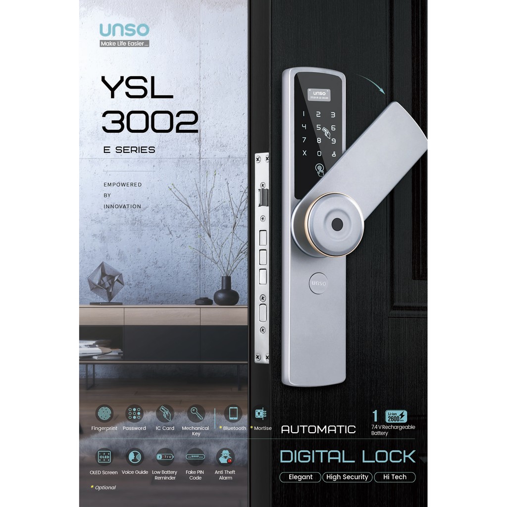 UNSO กลอนประตูดิจิตอล DIGITAL LOCK รุ่น YSL 3002 | Shopee Thailand