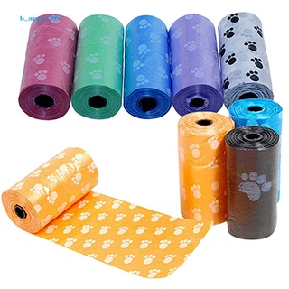 [NE] 1Roll/15Pcs Pet Dog Waste Poo Bag Claw Printing Degradable Clean-up Dispenser