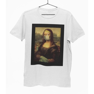 เสื้อยืด Unisex รุ่น Monalisa and Mask T-Shirt สวยใส่สบายแบรนด์ Khepri 100%cotton comb รีดทับลายได้เลย ไม่ยืดไม่หดไม่ขุย