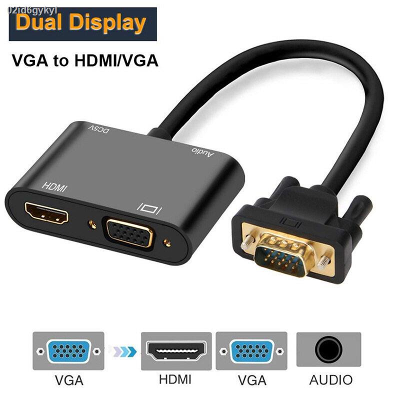 2-in-1-vga-to-vga-hdmi-splitter-อะแดปเตอร์แปลงเสียงรองรับ-dual-display-สําหรับโปรเจคเตอร์-hdtv-multi-port-vga