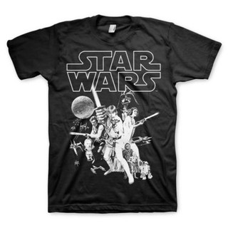 ผู้ชายเสื้อยืด Men T Shirt ได้รับอนุญาตอย่างเป็นทางการ Star Wars โปสเตอร์คลาสสิก Slim Fit Men ชายเสื้อยืดสีดำ