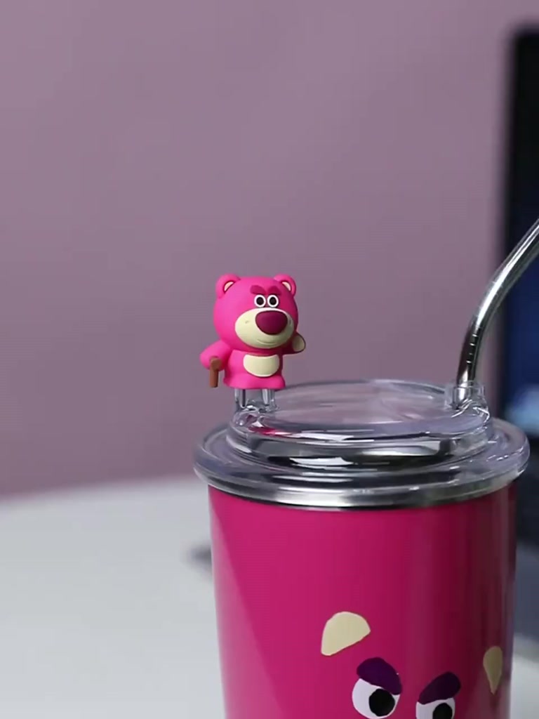 april-disney-ดิสนีย์-lotso-450ml-แก้วน้ำสแตนเลส-แก้วหมีสตอเบอรี่-รูปหมีสตรอเบอร์รี่น่ารัก