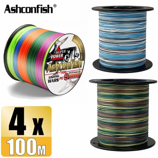 Ashconfish สายเอ็นตกปลา PE ลายพราง สีฟ้า เขียว 6-100LB 100 ม. 4 เส้น