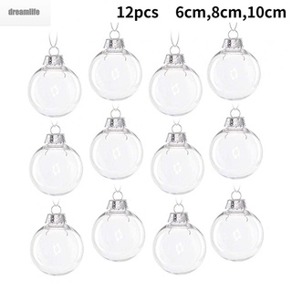 【DREAMLIFE】12x Christmas Tree Ornament Clear Ball Glass Baubles Balls DIY Decoration