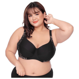 โปรโมชั่น : Sgarlet เสื้อในมีโครง ลายลูกไม้ เก็บกระชับ สีชาเย็นเนื้อดำ MB1735