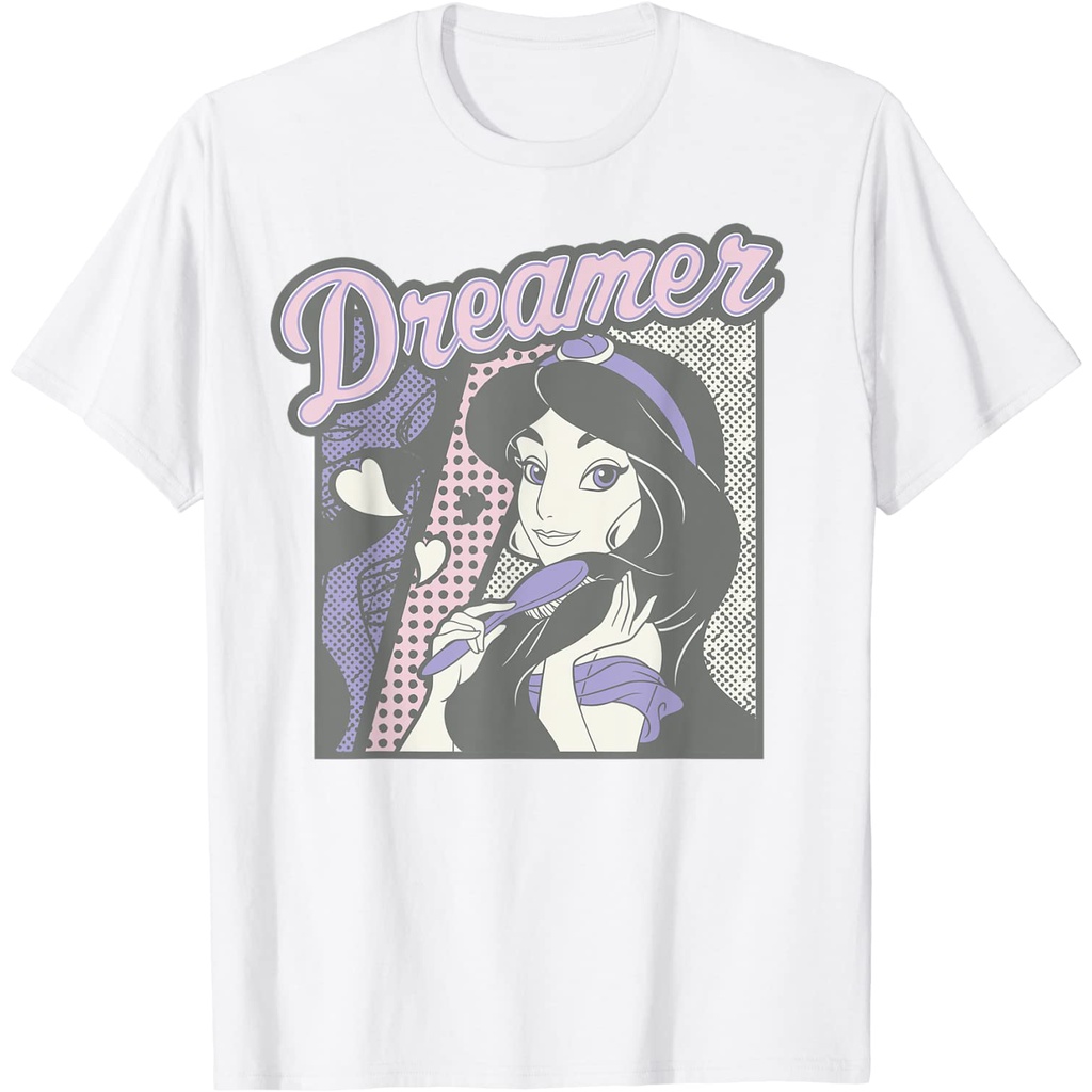 เสื้อยืดผ้าฝ้ายพรีเมี่ยม-เสื้อยืด-พิมพ์ลายกราฟฟิค-disney-aladdin-jasmine-dreamer