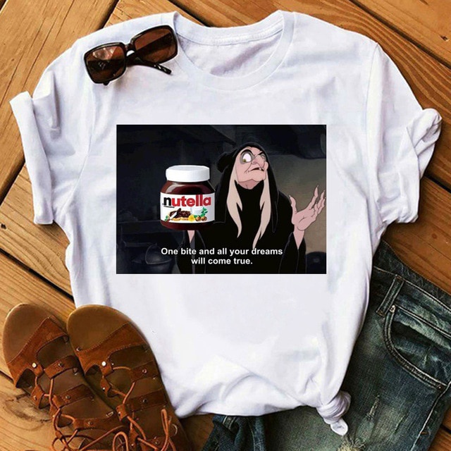 เสื้อยืดผู้-เสื้อยืด-คอกลม-พิมพ์ลายการ์ตูนกราฟฟิค-nutella-aesthetic-90s-สไตล์ฮาราจูกุ-s-5xl