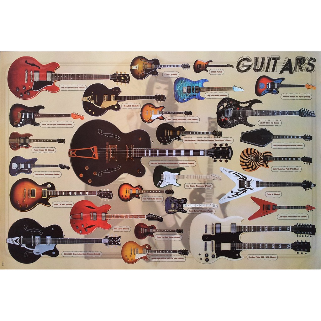 โปสเตอร์-ดนตรี-กีตาร์ไฟฟ้า-electric-guitars-poster-24-x35-inch-gibson-fender-gretsch-parker-v1