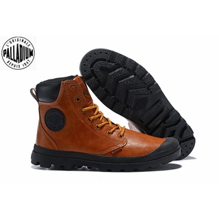 100% Original PALLADIUM Mens Brown Nubuck Leather Martin Boots 40-44