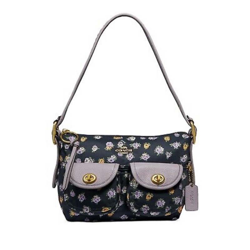 Coach 596 Coach Vintage Rose Print Nylon Cargo Shoulder Bag 23