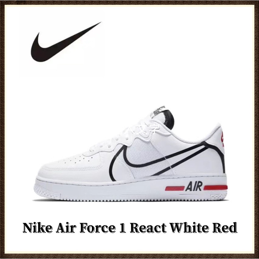 nike air force 1 react white red black
