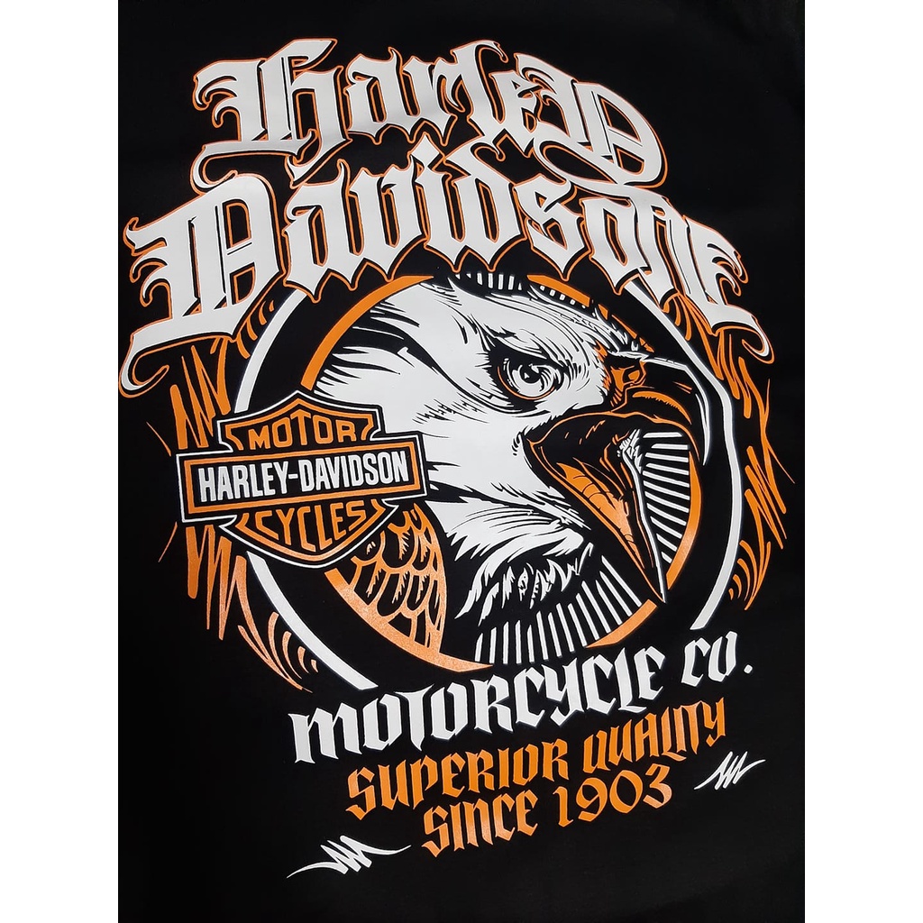 fullyshop-เสื้อยืดคอกลมสกรีนลาย-eagle-harley-davidson