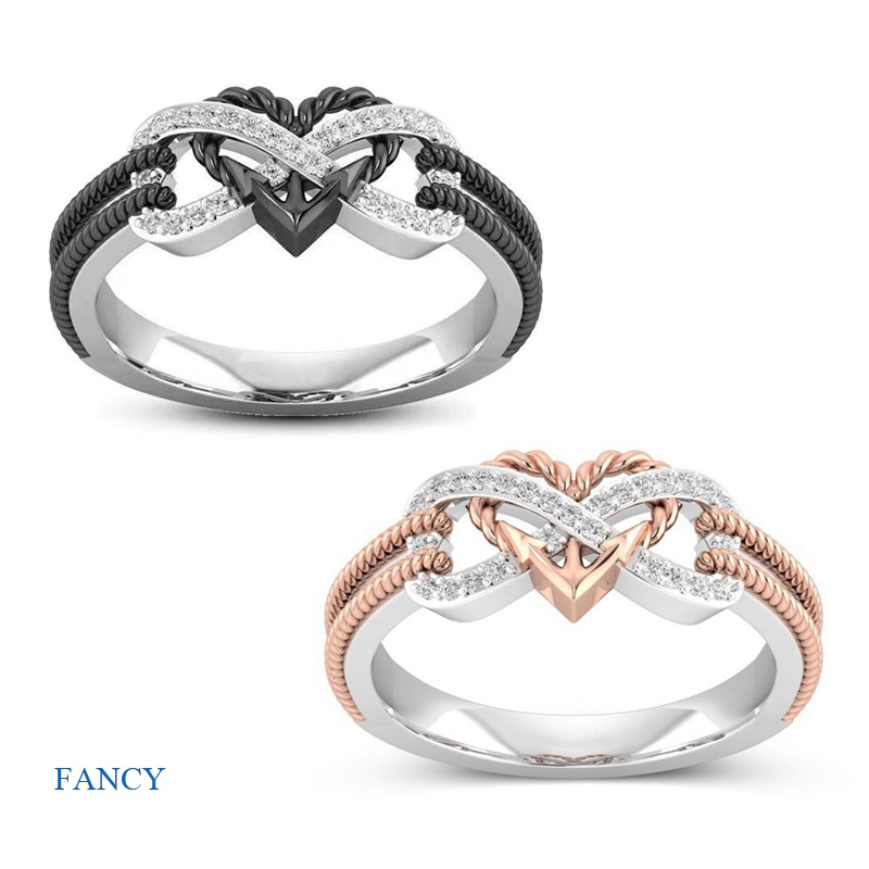 fancy-แหวนทูโทน-รูปสมอหัวใจ-สองสี-ของขวัญวันวาเลนไทน์