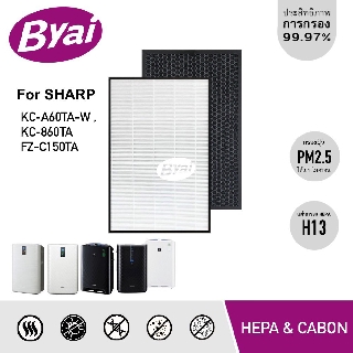 แผ่นกรองเครื่องฟอกอากาศ Sharp KC-A60TA-W, KC-860TA, FZ-C150TA ใช้แทนแผ่นกรองรุ่น Sharp FZ-A60HFE และ FZ-A60DFE