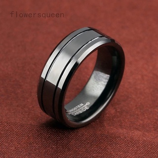 flowersqueen แหวนทังสเตน ขนาดใหญ่ สีดํา เครื่องประดับ แฟชั่นสําหรับผู้ชาย