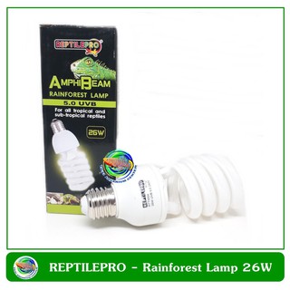 ภาพหน้าปกสินค้าหลอดไฟให้แสงยูวีบีและความร้อนสำหรับสัตว์เลื้อยคลานเขตร้อนชื้นทุกชนิด REPTILEPRO Amphi Beam Rainforest Lamp 5.0 UVB 26W ที่เกี่ยวข้อง