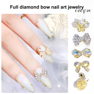 【AG】10Pcs/Pack Manicure Decoration Decorative Easy to Apply Alloy Nail Art Accessories Bowknot Rhinestone for Personal Use
