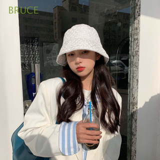 Bruce หมวกบักเก็ตผ้าตาข่ายผ้าไนล่อนป้องกันแดดแบบพกพาสไตล์เกาหลีสําหรับผู้หญิง